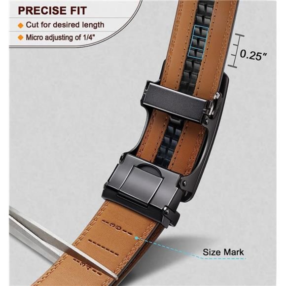 Mens Belts 2 Pack, Ratchet Sliding Belt Adjustable For Mens Dress Casual Pants - Picture 3 of 7